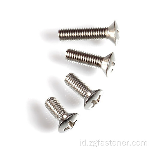 DIN966 Cross Recesed Half Countersunk Screws M5 dengan ujung biasa